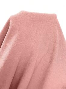 SHEIN CURVE+ 大码女式休闲运动宽松连帽运动衫连衣裙，弧形下摆，秋冬 - 粉色 - 查看 4