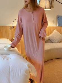 DAZY Minimalist Loose Half-Placket House Dress