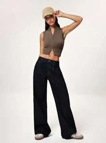 Forever 21 高领拉链毛衣 秋装 毛衣 背心 - 咖啡棕 - 查看 6