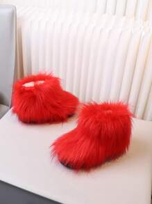 1 Đôi bốt đi tuyết lông nhung mùa đông cho bé gái, ấm áp, thời trang - Đỏ - Xem 6