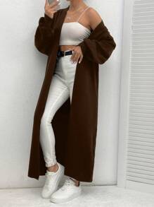 SHEIN PETITE Cardigan cu dublu buzunar pe umeri