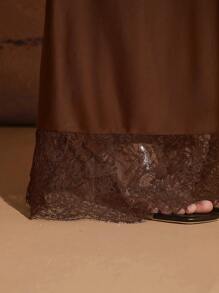 Hauture Lace Detail Trim Maxi Elegant Party Dress - Coffee - View 7