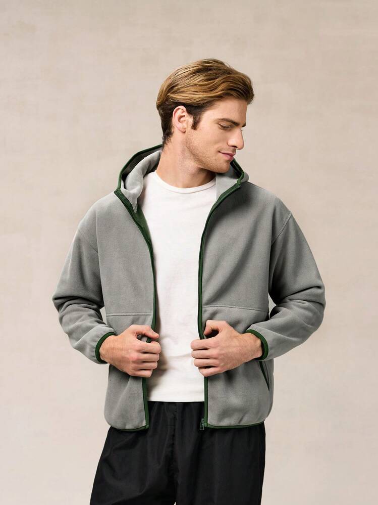 OutZeal Men Fleece Zip Up Hooded Pockets Casual Sports Jacket