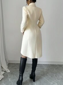 Elenzga Women Long-Sleeve Coat With High Low Design, Apricot Color, Elegant Fit, Autumn/Winter Fall Cloth For Women