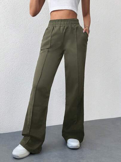 EURMUSE 100%Cotton Women's Casual Solid Color Flared Sweatpants