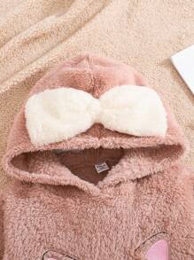 Tween 女童休闲撞色可爱猫咪刺绣连帽保暖双面宽松大码长袖上衣