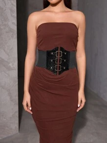 SHEIN BAE 1pc Women's Casual Basics Cute Sexy Buckle Waist Belt - Black - View 3