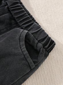 SHEIN 2pcs Baby Girls' Printed Top And Denim Pants Set - White - View 7