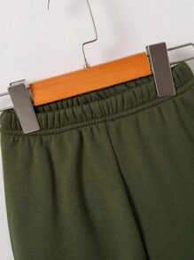 Baby Boy Tjock Fleece Huvtröja & Byxor Outfit, Casual Mode Set, Höst/Vinterkläder - Armé Grön - Visa 6