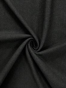 Rok Maxi A-Line Rajut Bertekstur Kasual dengan Saku Kiri & Kanan - Hitam - View 5