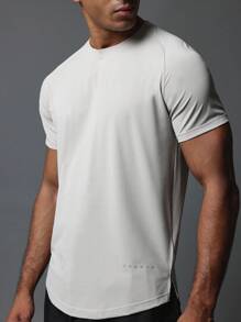 SUMWON Áo thun Activewear Superior Fit cao cấp thoáng khí có in phản quang và đường may gia cố - Màu Khaki - Xem 5
