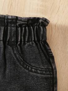 SHEIN Jeans pour jeunes filles, design déchiré tendance, taille élastique, pantalon en denim décontracté, ajusté et simple