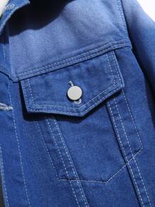 Manfinity Homme Men's Casual Washed Flap Pocket Denim Jacket - Blue - View 4