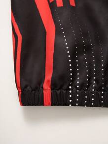 SHEIN Chaqueta roja y negra con estampado de estrella, adecuada para adolescentes varones. Apropiada para otoño e invierno y proporciona calidez para el colegio, el hogar, el uso diario, deportes, fiestas de cumpleaños y salidas. Esta pieza básica y versátil es simple pero a la vez cortavientos, encarnando la moda callejera.