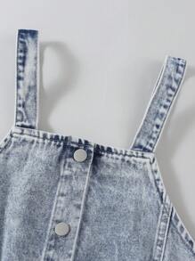 Sparklyn 3pcs/Set Teenage Girls Casual Long Sleeve Shirt With Attached Tank Top & Loose Washed Blue Denim Pants, Spring & Autumn