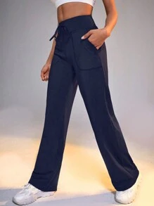 Gameset SHEIN Sport 女士纯色抽绳腰休闲运动裤