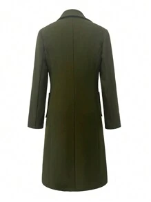 Women's Stand Collar Slim Fit Long Overcoat - Army Green - View 2