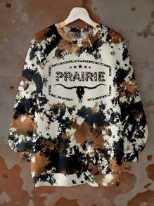 SHEIN LUNE Plus Size Retro Tie-Dye Hoodie For Women, Suitable For Autumn/Winter - Multicolor - View 1