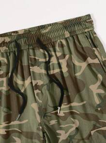 Manfinity Homme 男士工装口袋迷彩宽松直筒休闲裤，秋季 - 彩色 - 查看 5