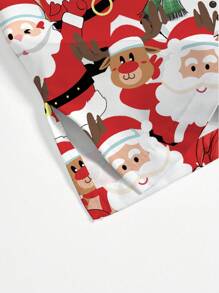 PopScrub Cute Christmas Santa Claus, Reindeer, Snowman Print V-Neck Short Sleeve Scrub Uniform Top, Women - White - View 4
