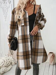 SHEIN LUNE 女士休闲格子翻领春季夹克 - 彩色 - 查看 6