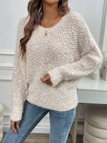 EMERY ROSE Áo chui đầu cổ tròn màu trơn vai chéo hai chiều rộng rãi - Nhiều màu - Xem 4