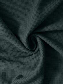 SHEIN Cottnline Cotton Drop Shoulder Belted Coat & Pants - Green - View 4