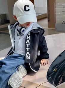1 pieza Chaqueta térmica casual y cálida para niños pequeños, adecuada para volver al colegio, cumpleaños, baby shower, temporada de otoño/invierno