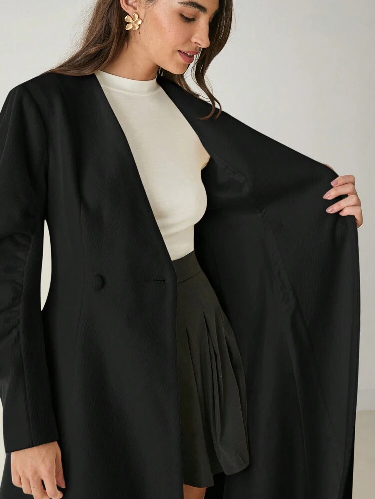 New  Winter Products,Women's Solid Color Double-Breasted Elegant Long Sleeve Blend Coat,  Winter Women's Clothing,Warm Clothes,Winter Women Coat,For Christmas Party&Romantic Dinner Dates