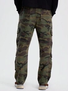 Musero 弹力腰带迷彩全幅工装裤，侧边口袋设计，秋冬必备单品 - 彩色 - 查看 4