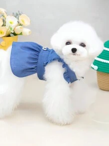 1 chiếc váy thêu chữ dễ thương cho mèo và chó, trang phục viền bèo nhún cho tiệc Giáng sinh, trang phục chụp ảnh ngày lễ, quà tặng sinh nhật, trang phục cho chó con mèo con, quần áo cho thú cưng lễ hội, thời trang động vật dễ thương, váy cho chó cho những dịp đặc biệt, trang phục cho mèo cho Giáng sinh, quà tặng cho thú cưng được cá nhân hóa - Màu xanh lam - Xem 5