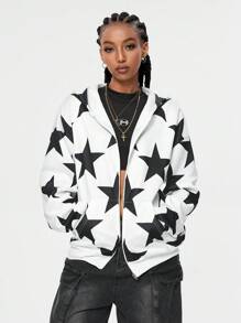 SHEIN EZwear Girls Winter Rapper Athleisure USA Graphics Keep Warm Over Size Long Sleeve Hoodies