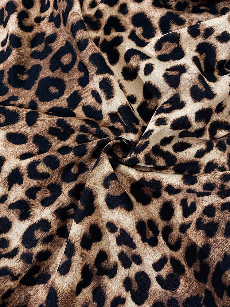 Rometta Vestido casual de media pierna con tirantes, estampado de leopardo y lazo delantero, para mujer de talla grande, para el verano - Multicolor - Añade 6