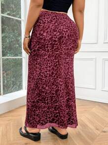 SHEIN Tall CURVE Plus Size Fashion High Waist Leopard Print Skirt For Casual Outing