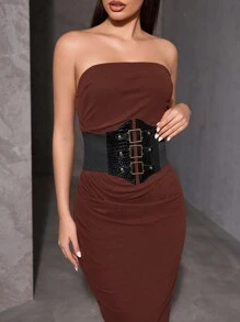 SHEIN BAE 1pc Women's Casual Basics Cute Sexy Buckle Waist Belt - Black - View 4