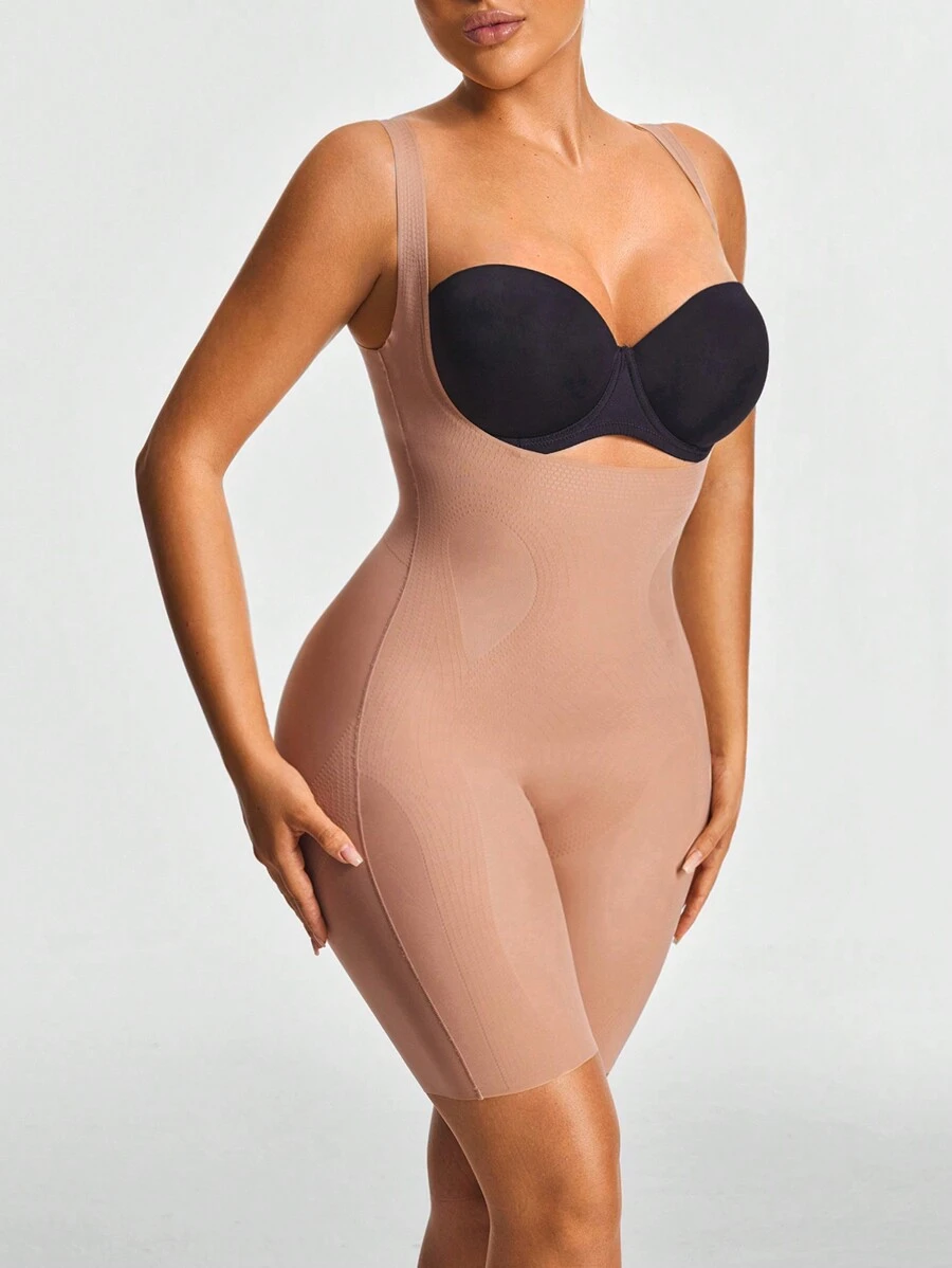 SHEIN Shape 1 pieza Enterizo moldeador de unicolor con cuello en V profundo para mujeres