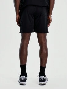 Musero 松紧腰带针织慢跑短裤图案“M STUDIOS”印花秋季衣橱 - 黑色 - 查看 4