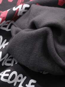 FRIFUL Women's Oversized Letter Print Crew Neck Loose Fit Sweatshirt,Fall Clothes - Grey - View 3