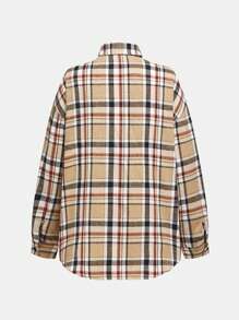 SHEIN Girlism Teen Girls 3pcs Plaid Long Sleeve Shirt, Crop Top & Flare Leg Pants Set, Casual Outfit For Fall