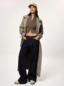 Forever 21 高领拉链毛衣 秋装 毛衣 背心 - 咖啡棕 - 查看 5