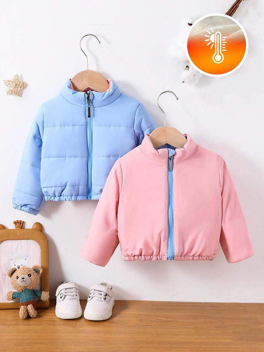 Áo khoác đệm 2 mặt có thể đảo ngược cho bé gái, phù hợp cho mùa thu/đông - Hồng - Xem 1