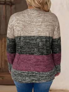 SHEIN LUNE Áo thun nữ cỡ lớn thiết kế phối màu chủ đề Giáng sinh, khóa kéo nửa thân - Màu tím - Xem 2