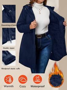 SHEIN Clasi 1pc Black  &  Plus Size Ladies Raincoat - Navy Blue - View 1