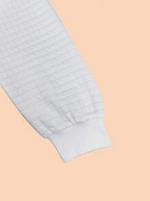 New Waffle Ladies Loose Sweatshirt, Christmas Pattern Printed Small Checkered Round Neck Hoodies,Long Sleeve Tops - White - View 5