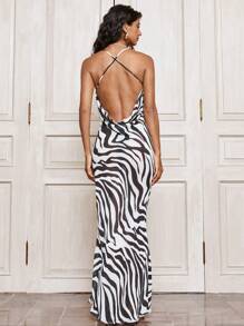 Opulessa Zebra Print Off-The-Shoulder Dress For Women