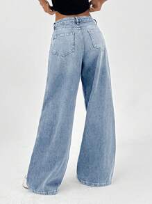 CasuGlow LOW RISE WIDELEG FIT DARK GREY Y2K STYLE JEAN - Light Wash - View 2