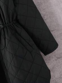 Schwarze Winterjacke für Tween Mädchen mit taillierter Taille und verstellbarer Taille, wendbar, dick und warm - Schwarz - Übersicht 3