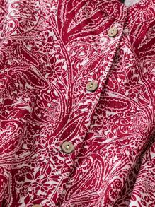 SHEIN Clasi Chemise à manches lanternes à imprimé cachemire, avec nœud à l'ourlet, pour femmes grandes tailles, printemps/automne