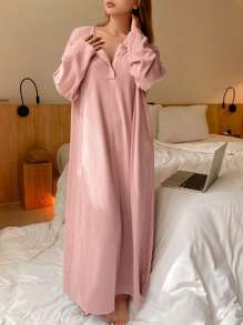 DAZY Minimalist Loose Half-Placket House Dress