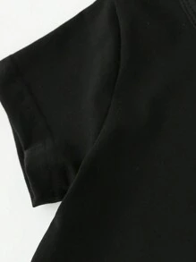 圣诞节青少年男孩休闲创意圣诞帽骷髅图案印花基本款短袖 T 恤 - 黑色 - 查看 3